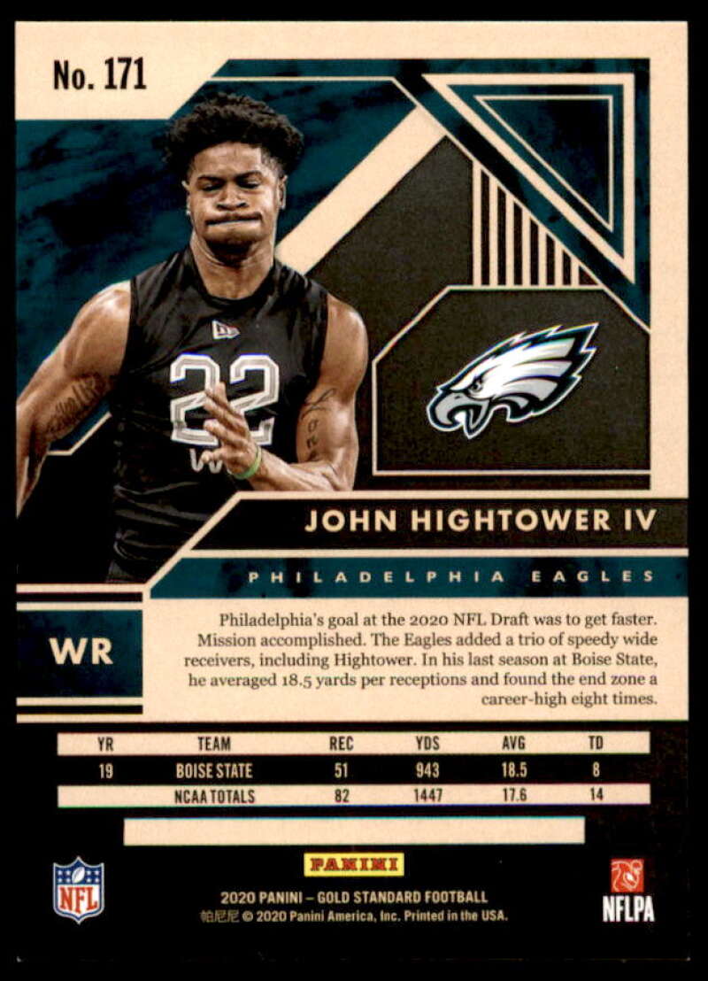 John Hightower IV Rookie Card 2020 Panini Gold Standard Rose Gold #171  Image 2