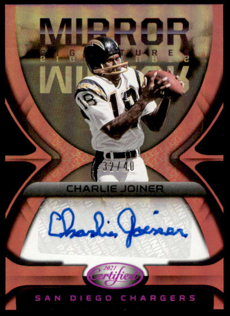 Charlie Joiner Card 2021 Certified Mirror Signatures Pink #70  Image 1