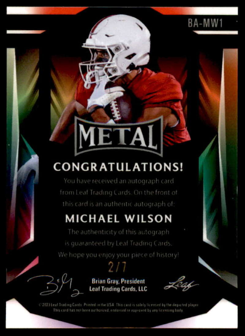 Michael Wilson Rookie Card 2023 Leaf Metal Crystal Silver #BAMW1  Image 2