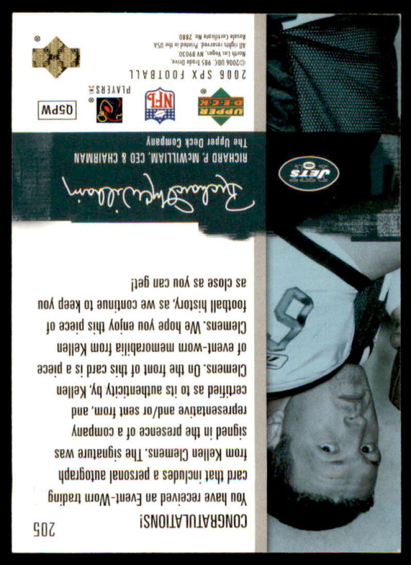 Kellen Clemens JSY AU Rookie Card 2006 SPx #205  Image 2