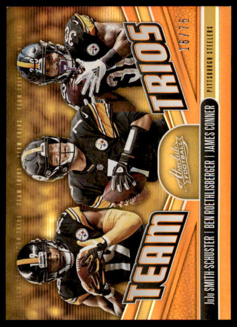 Roethlisberger/Conner/Smith-Schuster 2019 Absolute Team Trios Spectrum Orange #4  Image 1