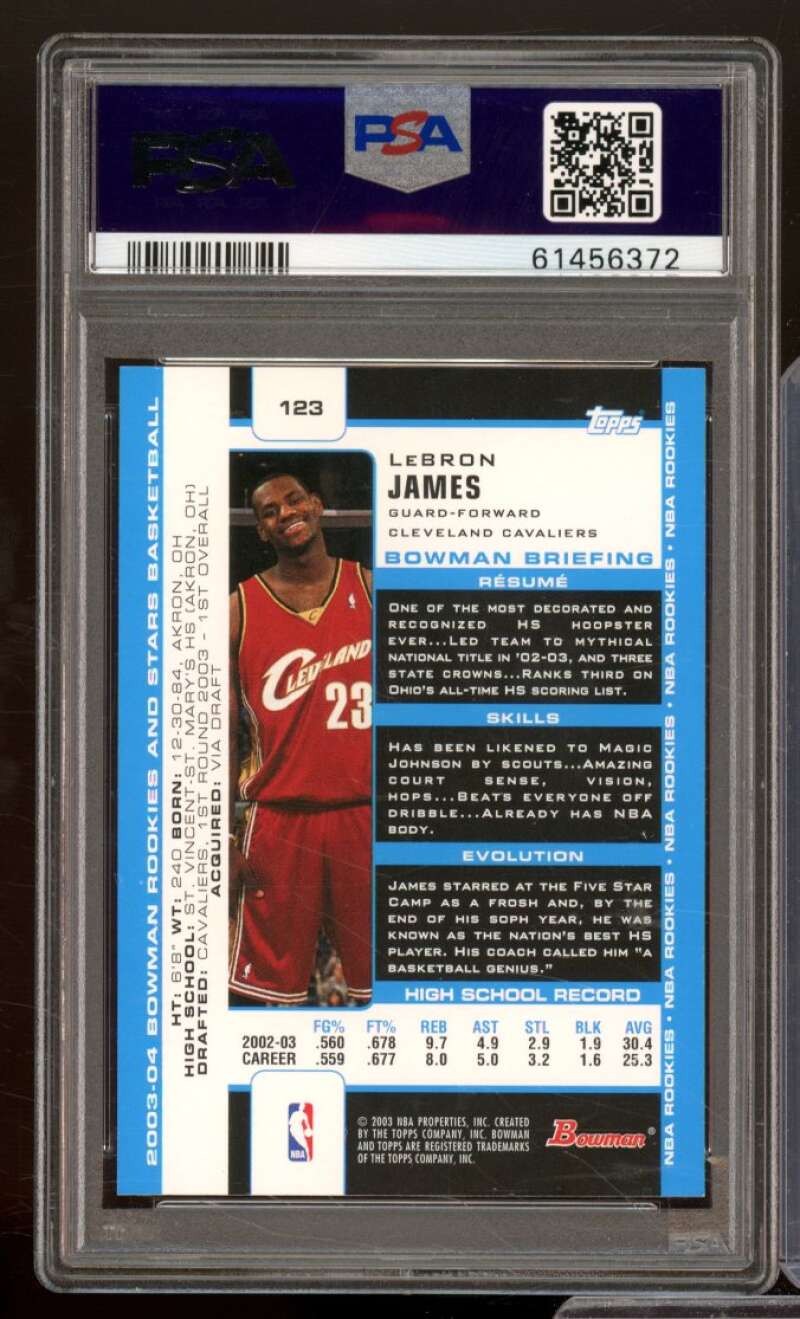 LeBron James Rookie Card 2003-04 Bowman #123 PSA 9 Image 2