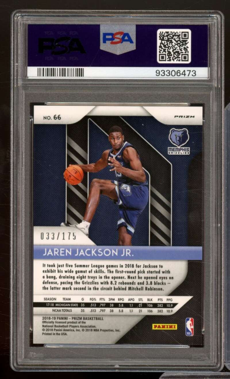 Jaren Jackson Rookie Card 2018-19 Panini Prizm Fast Break Prizm Blue #66 PSA 9 Image 2