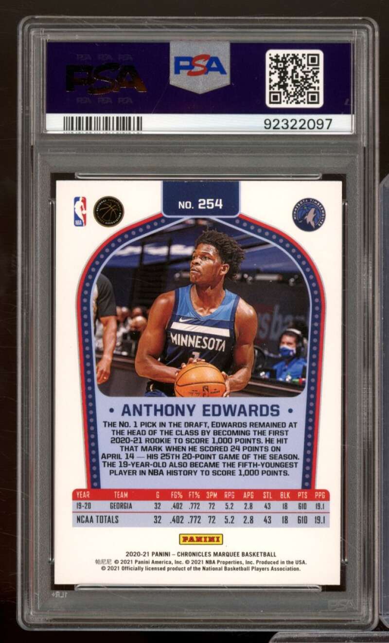 Anthony Edwards Rookie Card 2020-21 Chronicles #254 PSA 9 Image 2