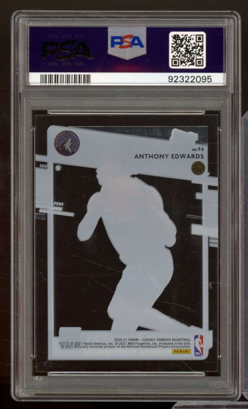 Anthony Edwards Rookie Card 2020-21 Clearly Donruss #96 PSA 9 Image 2