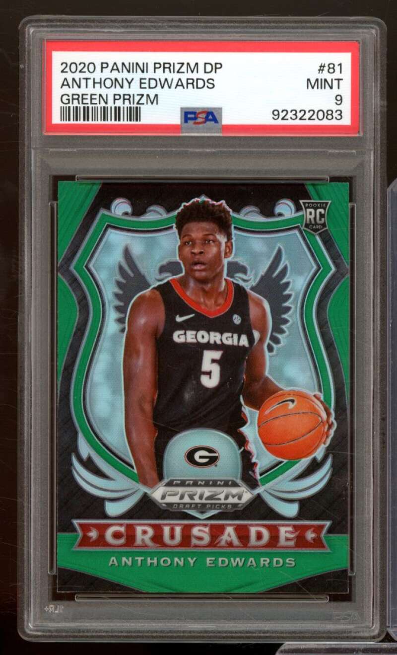 Anthony Edwards Rookie Card 2020-21 Panini Prizm DP Green Prizm #81 PSA 9 Image 1