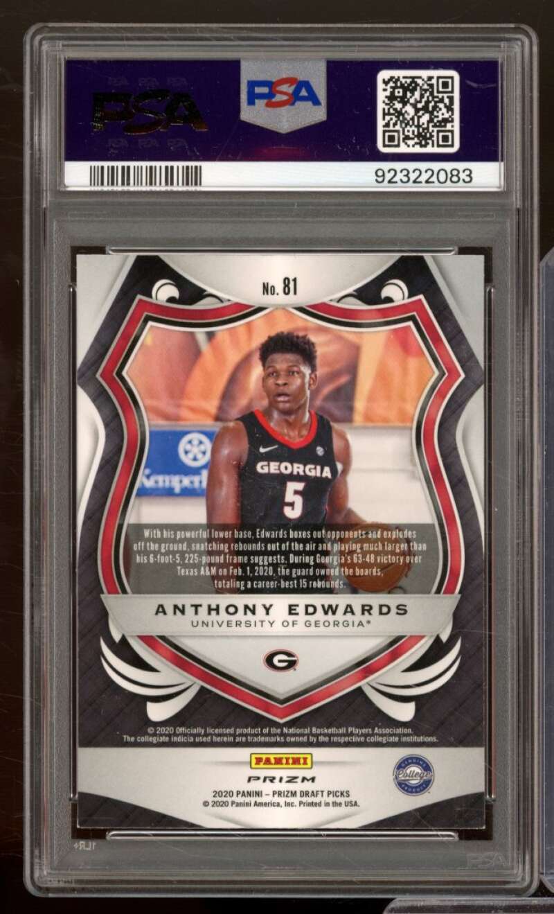 Anthony Edwards Rookie Card 2020-21 Panini Prizm DP Green Prizm #81 PSA 9 Image 2