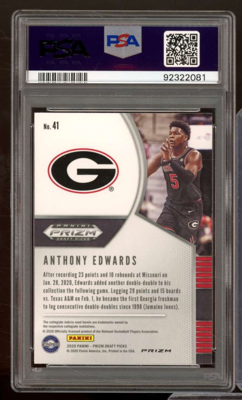 Anthony Edwards Rookie 2020-21 Panini Prizm DP Red/White/Blue Prizm #41 PSA 9 Image 2