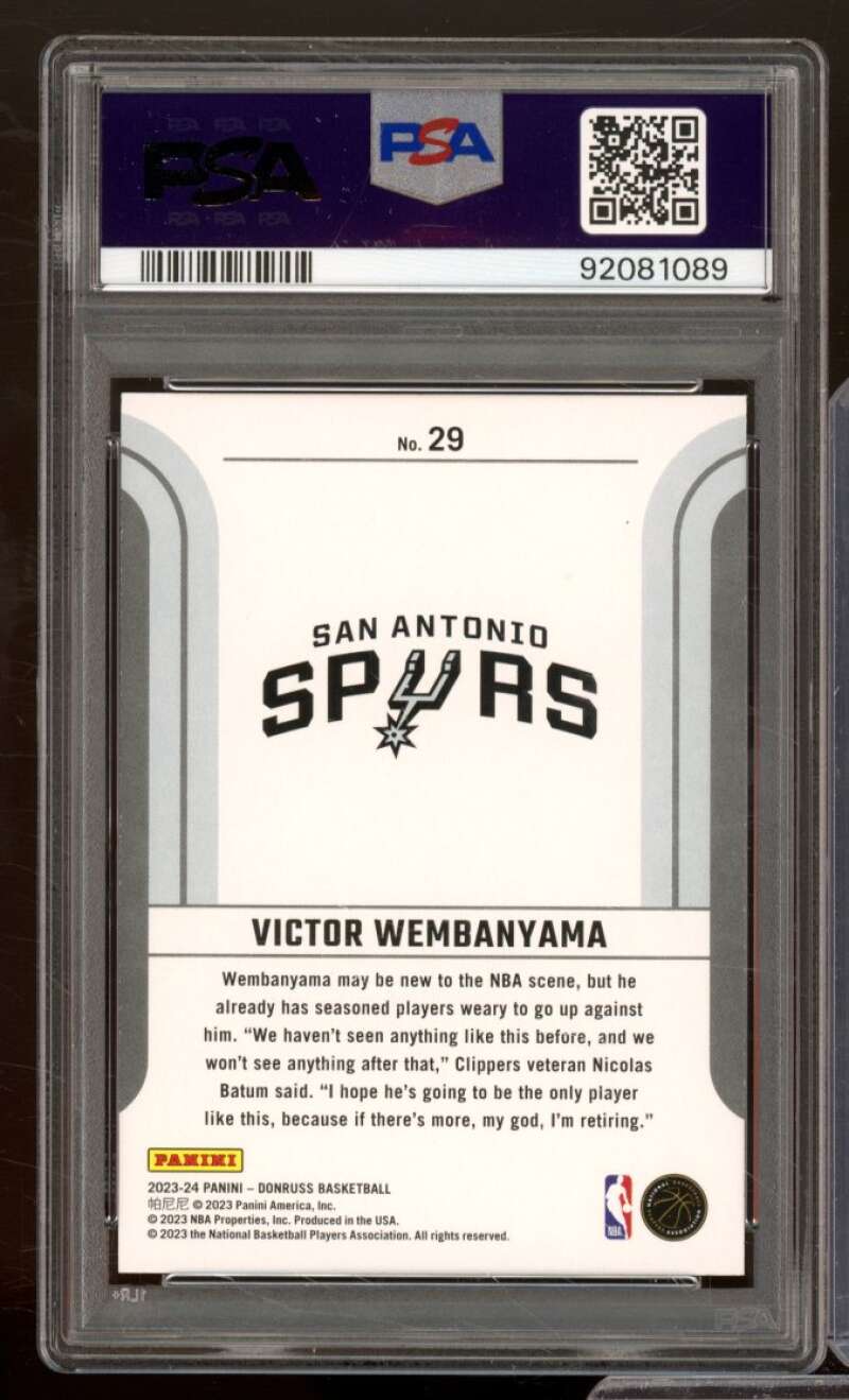 Victor Wembanyama Card 2023-24 Donruss #29 PSA 8 Image 2