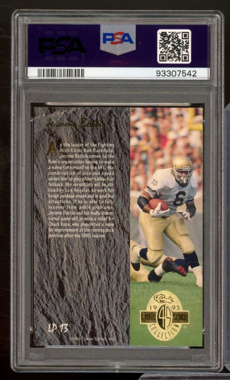 Jerome Bettis Rookie Card 1993 Classic 4 Sport Limited Print #LP13 PSA 9 Image 2