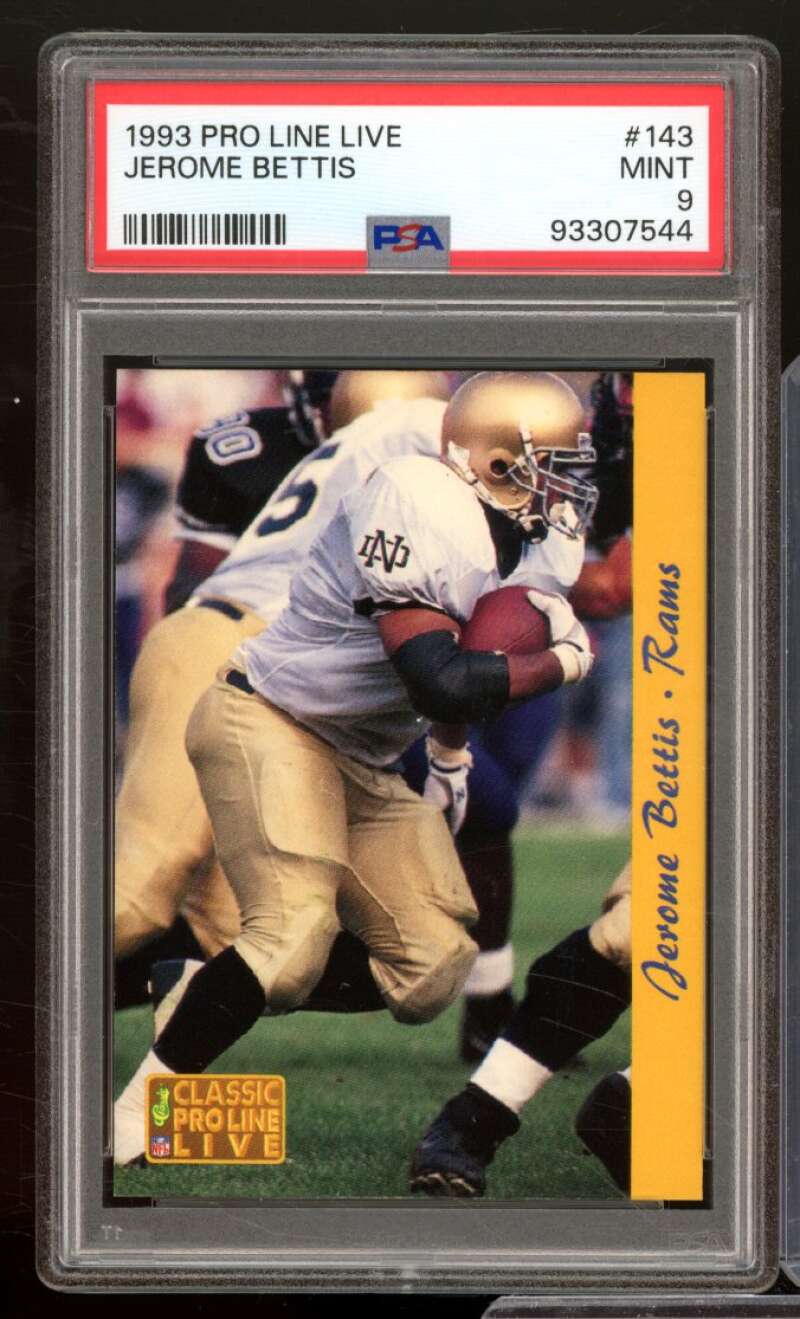 Jerome Bettis Rookie Card 1993 Pro Line Live #143 PSA 9 Image 1