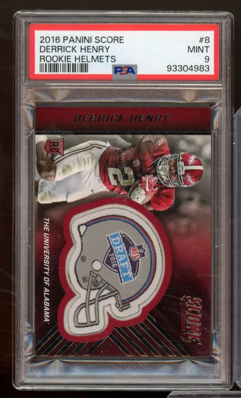 Derrick Henry Rookie Card 2016 Panini Score Rookie Helmets (pop 3) #8 PSA 9 Image 1