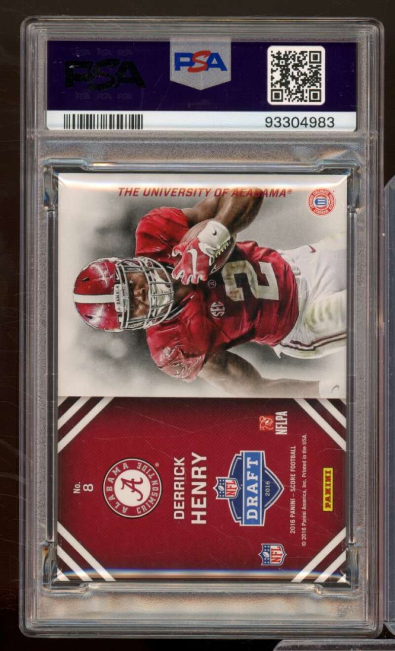 Derrick Henry Rookie Card 2016 Panini Score Rookie Helmets (pop 3) #8 PSA 9 Image 2