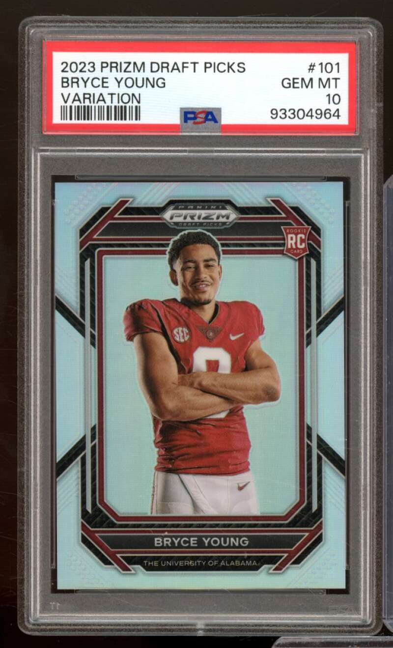 Bryce Young Rookie Card 2023 Prizm Draft Picks Variation Silver #101 PSA 10 Image 1