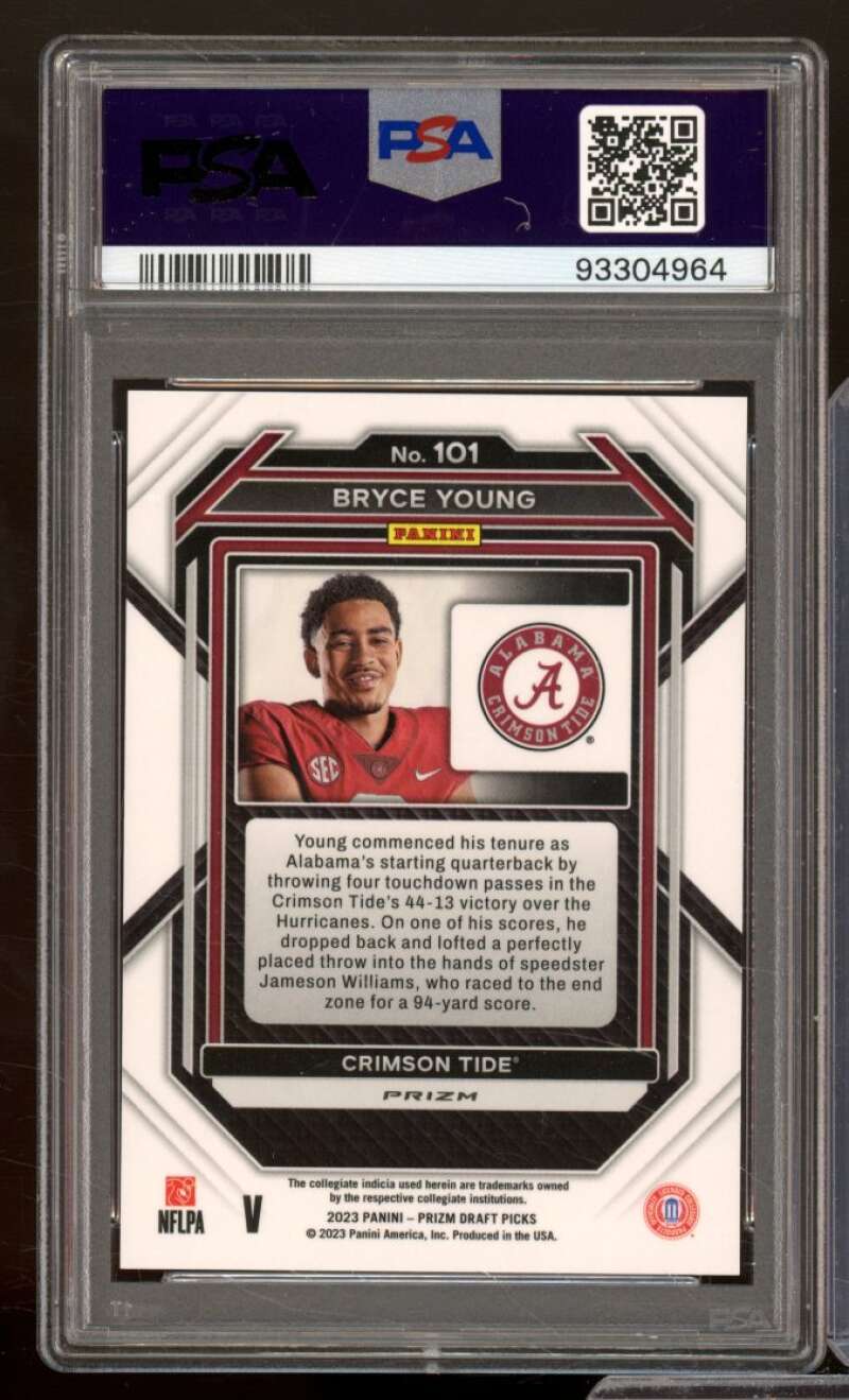 Bryce Young Rookie Card 2023 Prizm Draft Picks Variation Silver #101 PSA 10 Image 2