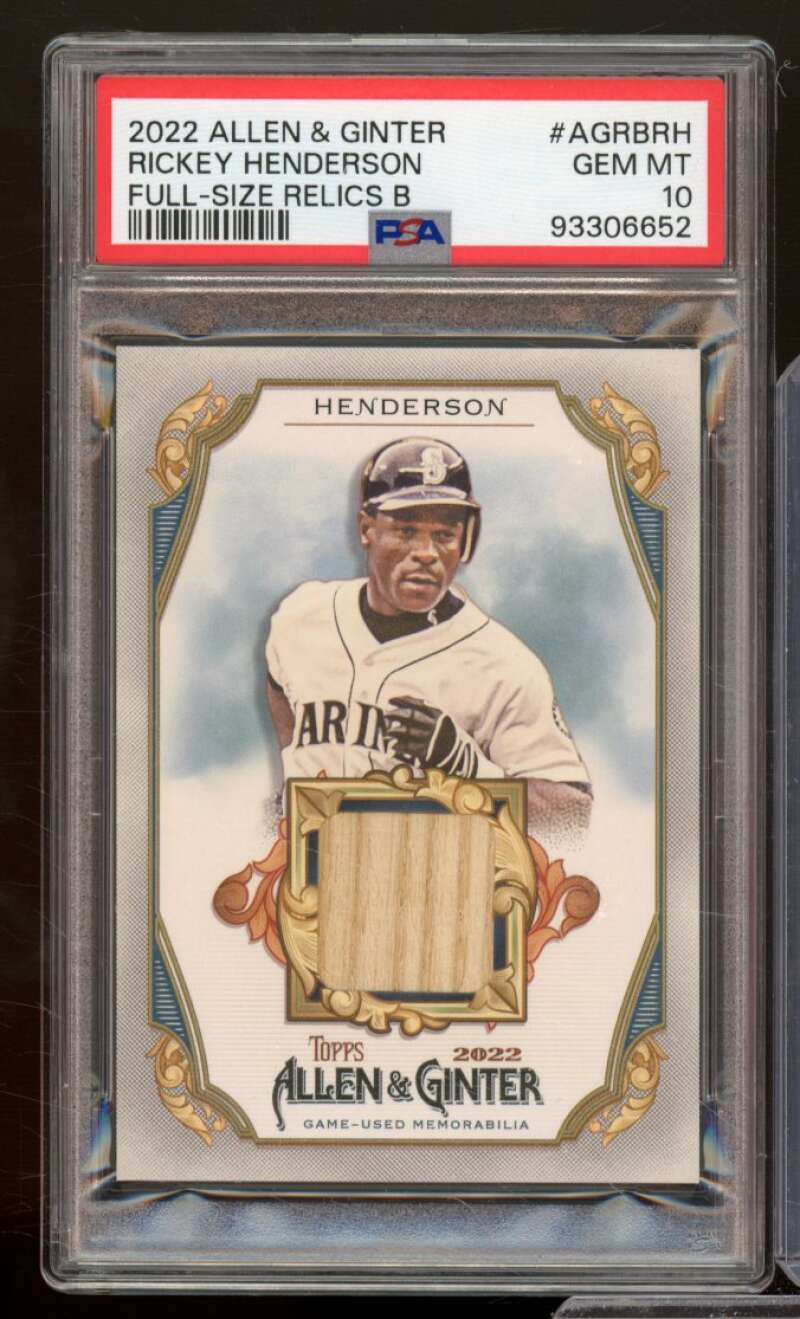 Rickey Henderson Card 2022 Allen Ginter Full Size Relics (pop 4) #Agrbrh PSA 10 Image 1