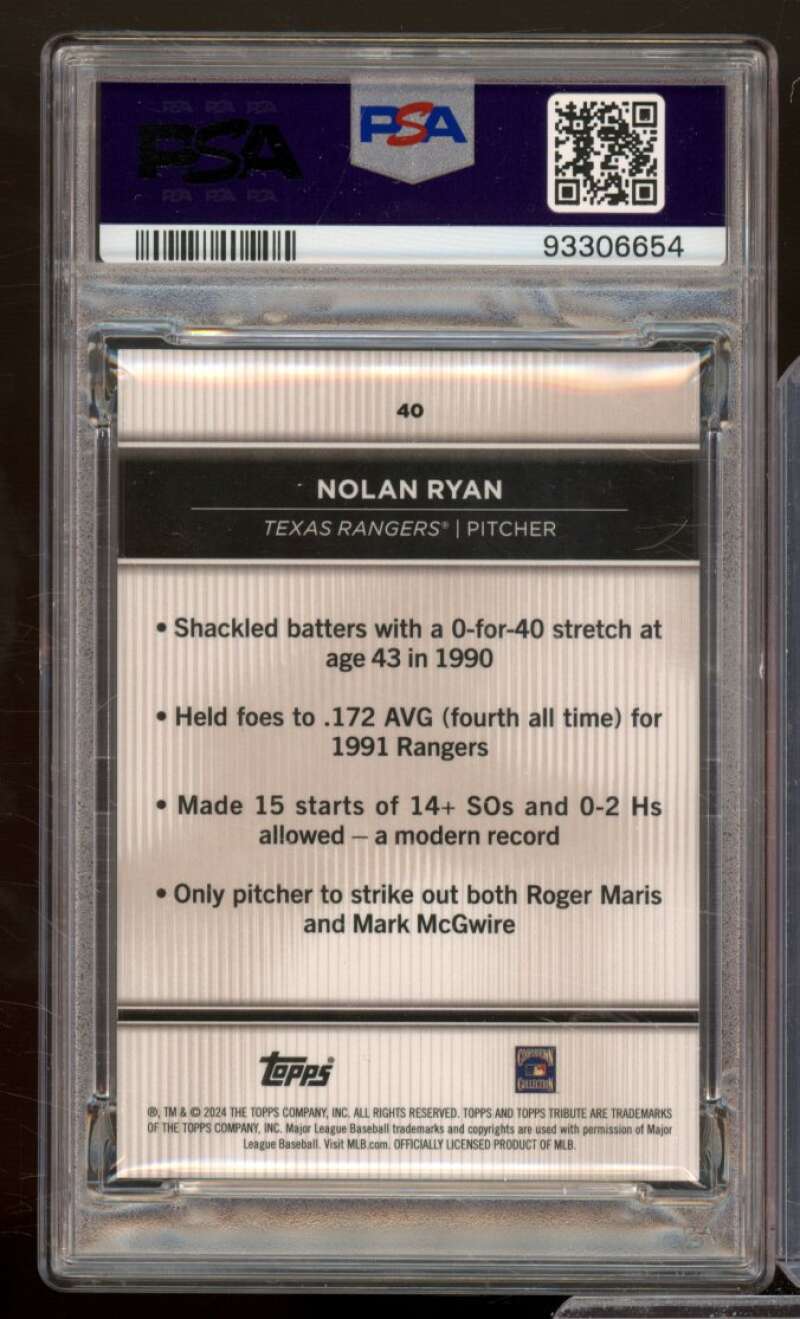 Nolan Ryan Card 2024 Topps Tribute Gold (Pop 1) #40 PSA 8 Image 2