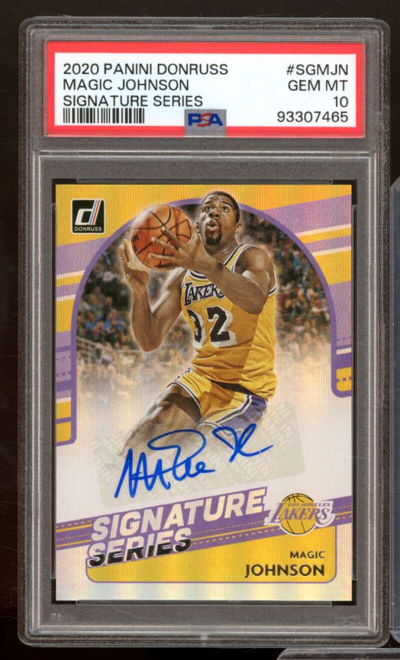 Magic Johnson 2020-21 Panini Donruss Signature Series (pop 14) #SGMJN PSA 10 Image 1