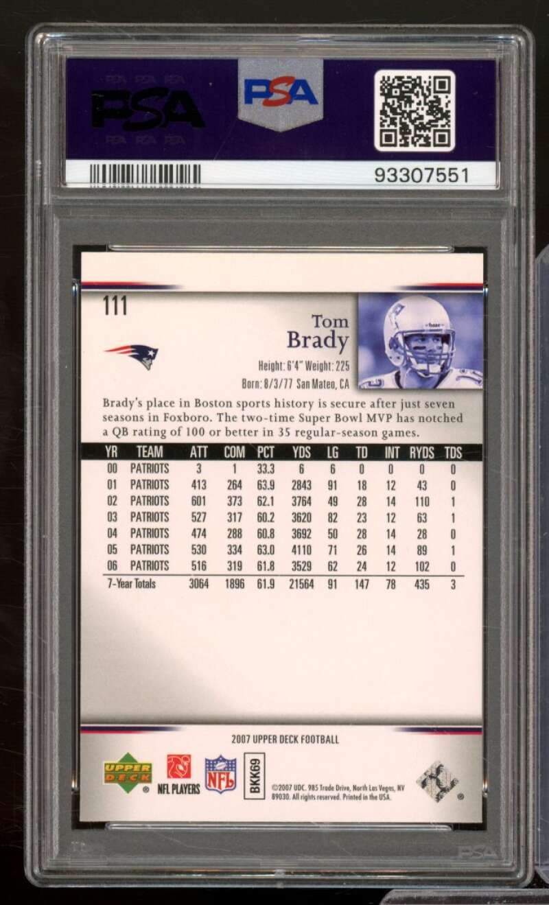 Tom Brady Card 2007 Upper Deck #111 PSA 10 Image 2