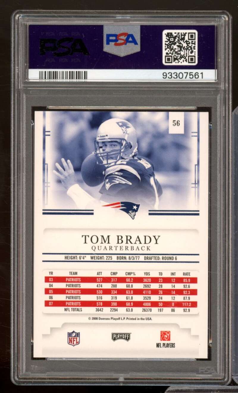 Tom Brady Card 2008 Playoff Prestige #56 PSA 10 Image 2