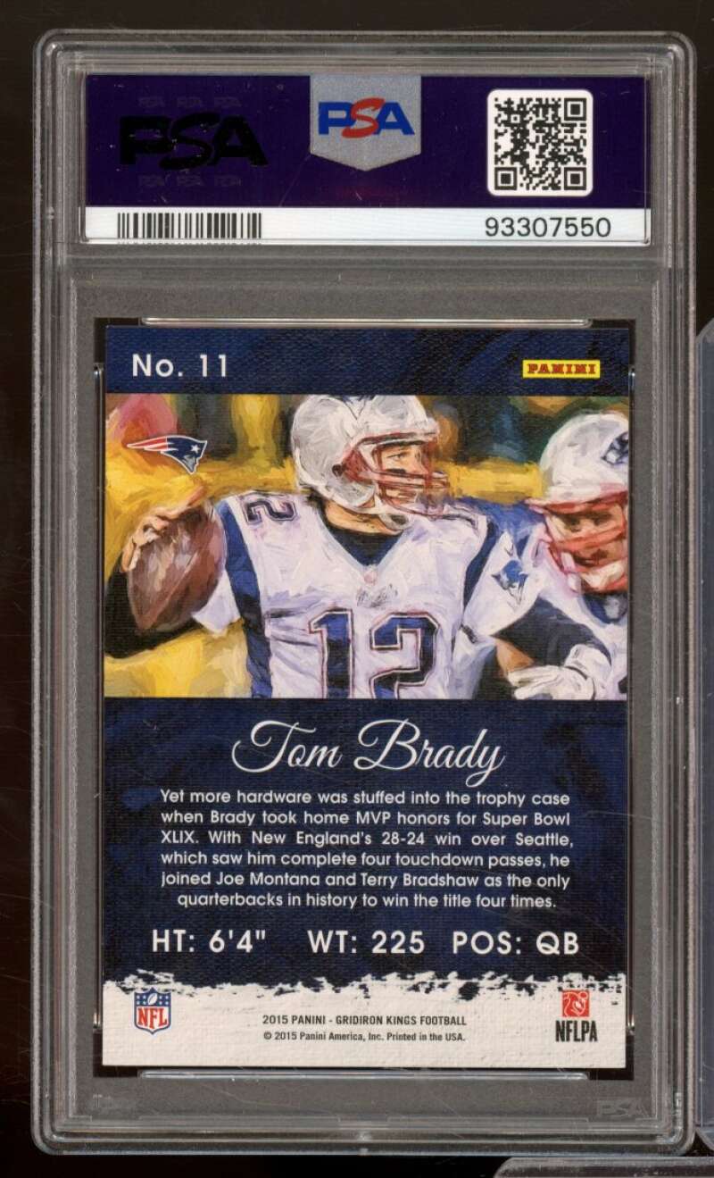 Tom Brady Card 2015 Panini Gridiron Kings #11 PSA 10 Image 2