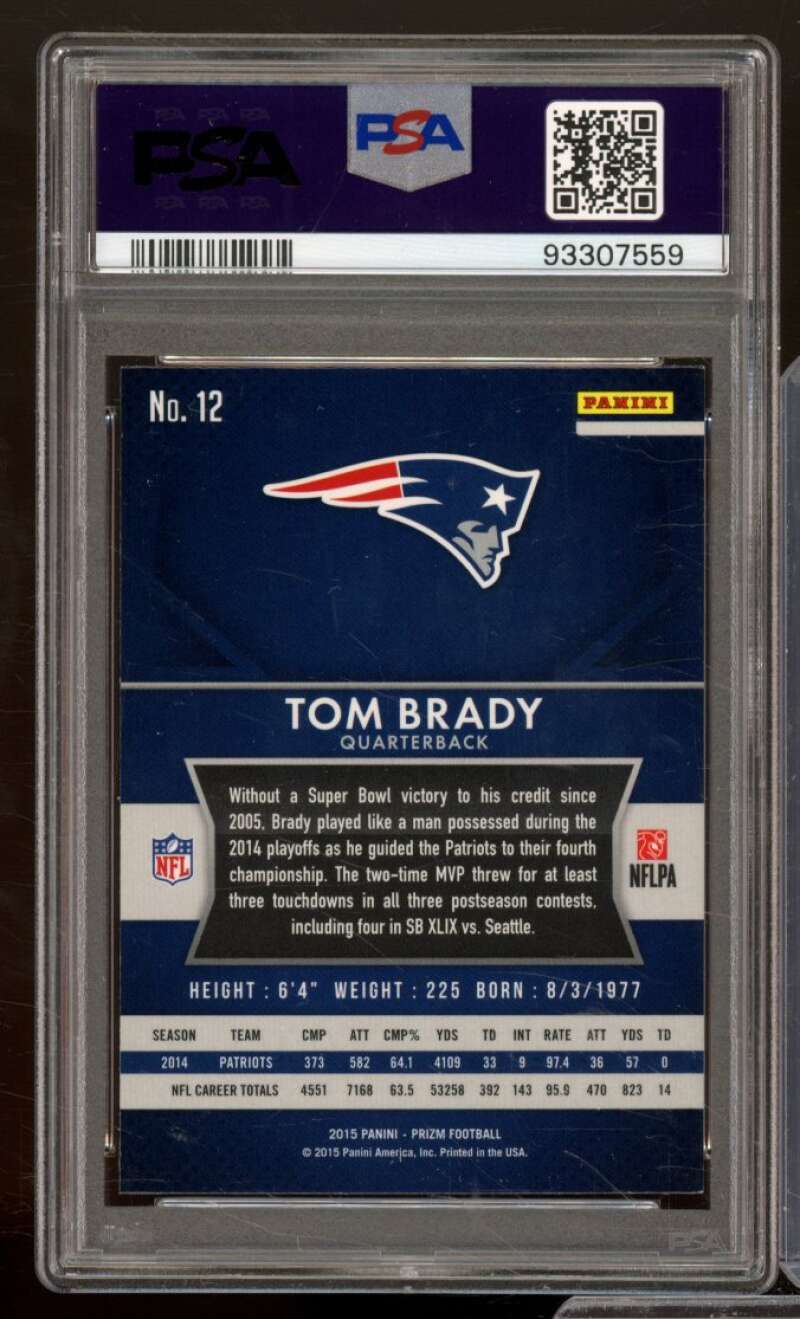 Tom Brady Card 2015 Panini Prizm #12 PSA 9 Image 2