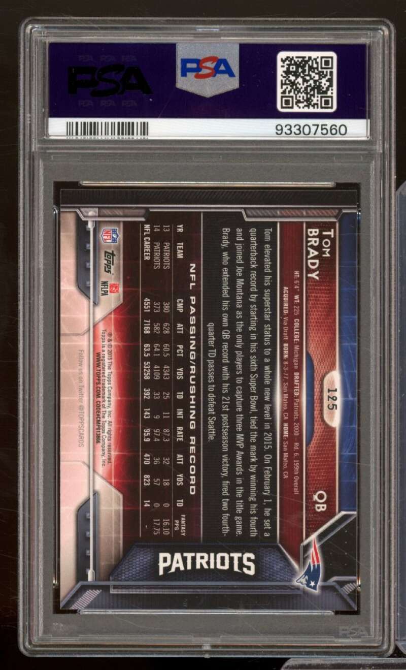 Tom Brady Card 2015 Topps #125 PSA 10 Image 2