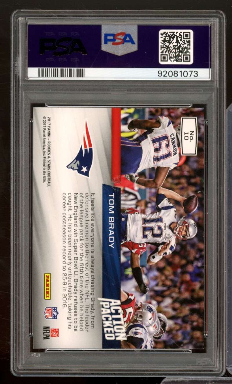 Tom Brady Card 2017 Panini Rookie Stars Action Packed #10 PSA 9 Image 2