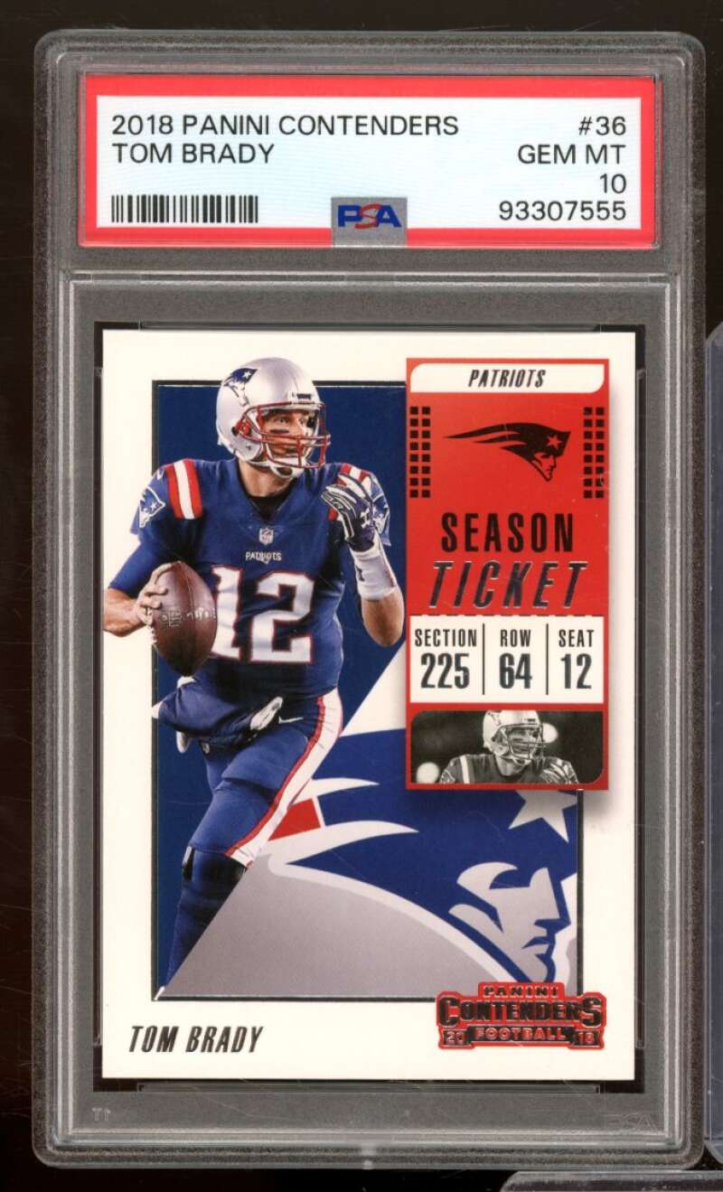 Tom Brady Card 2018 Panini Contenders #36 PSA 10 Image 1