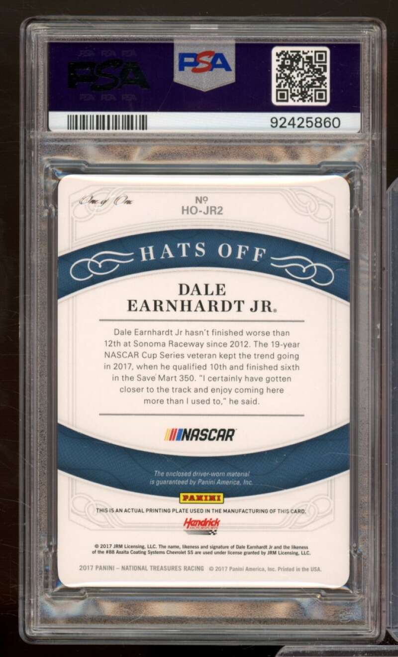 Dale Earnhardt Jr. Card 2017 NT Hats Off Cyan PP (Serial #d 1/1) #JR2 PSA 7 Image 2