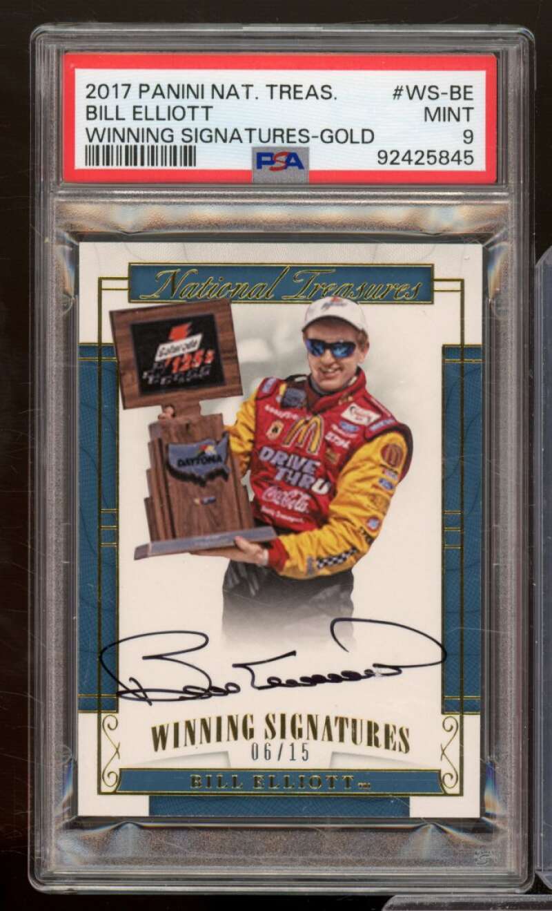 Bill Elliott Card 2017 NT Winning Signatures Gold (Serial #d 6/15) #WS-BE PSA 9 Image 1