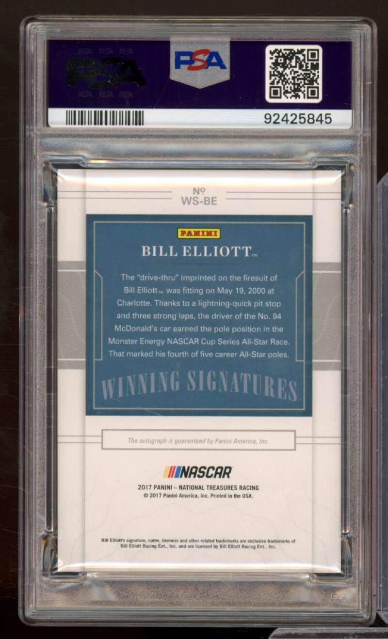 Bill Elliott Card 2017 NT Winning Signatures Gold (Serial #d 6/15) #WS-BE PSA 9 Image 2