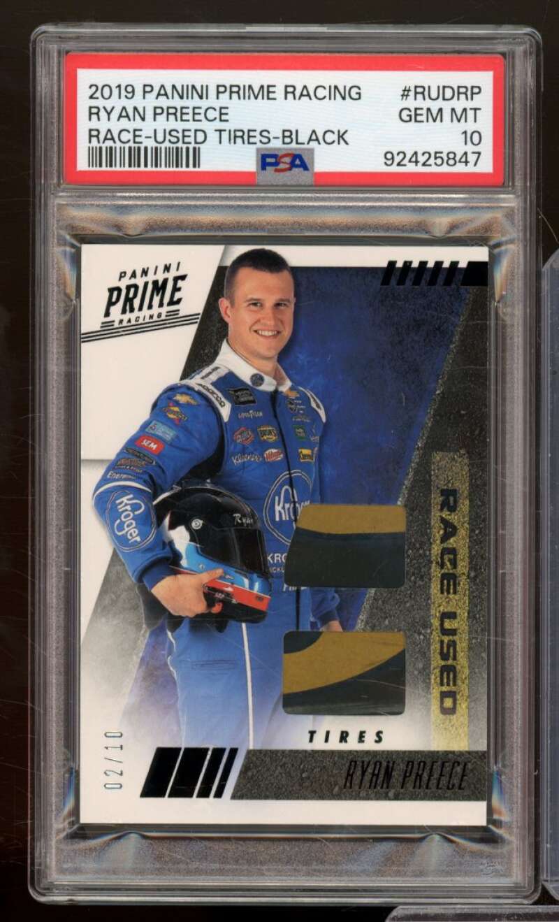 Ryan Preece Card 2019 Panini Prime Race Used Tires Black (#d 2/10) #RUDRP PSA 10 Image 1