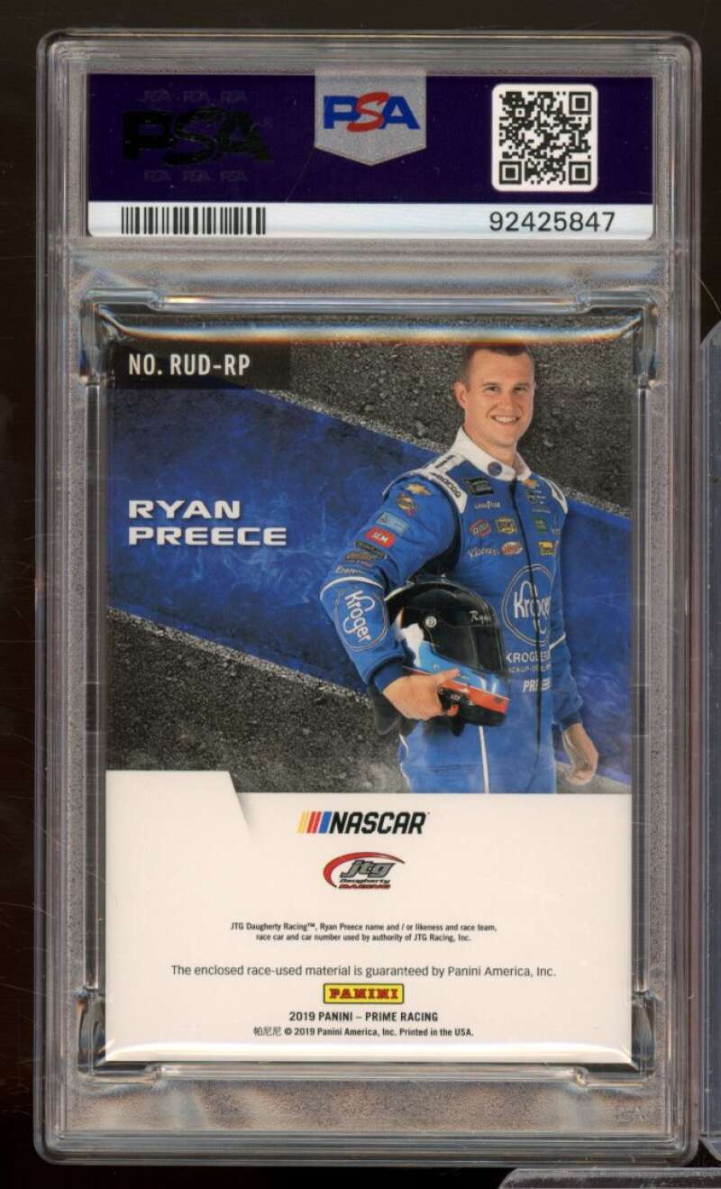 Ryan Preece Card 2019 Panini Prime Race Used Tires Black (#d 2/10) #RUDRP PSA 10 Image 2