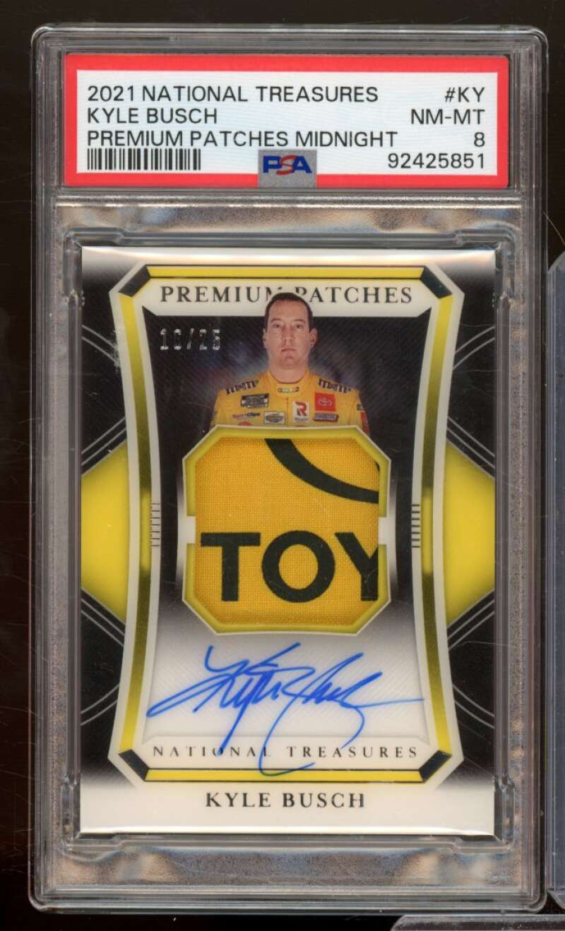 Kyle Busch 2021 NT Premium Patches Midnight Autograph (Serial # 16/25) #KY PSA 8 Image 1