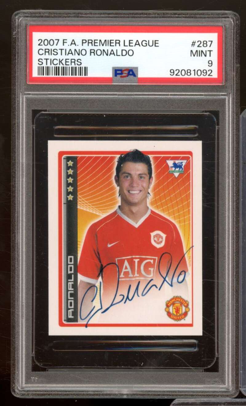 Cristiano Ronaldo Card 2007 F.A. Premier League Stickers #287 PSA 9 Image 1