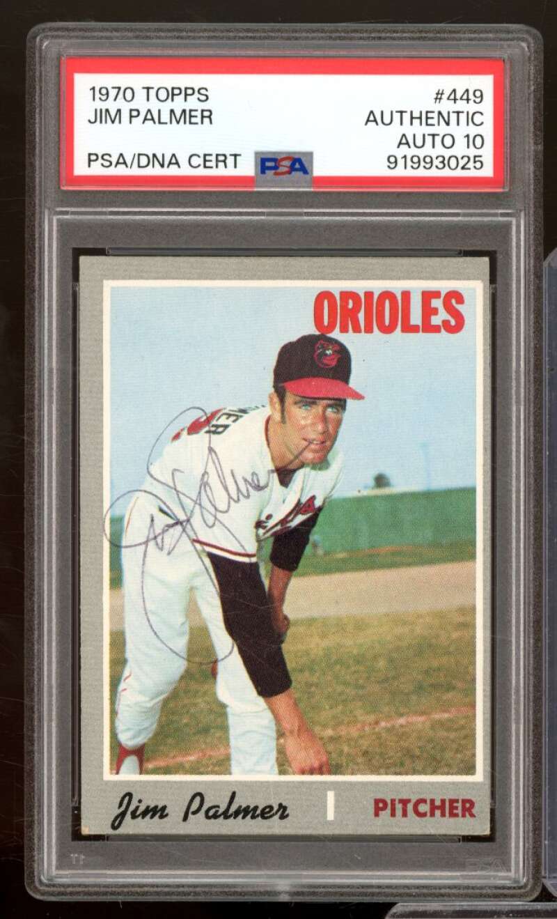 Jim Palmer Card 1970 Topps #449 PSA DNA Authentic Autograph 10 Image 1