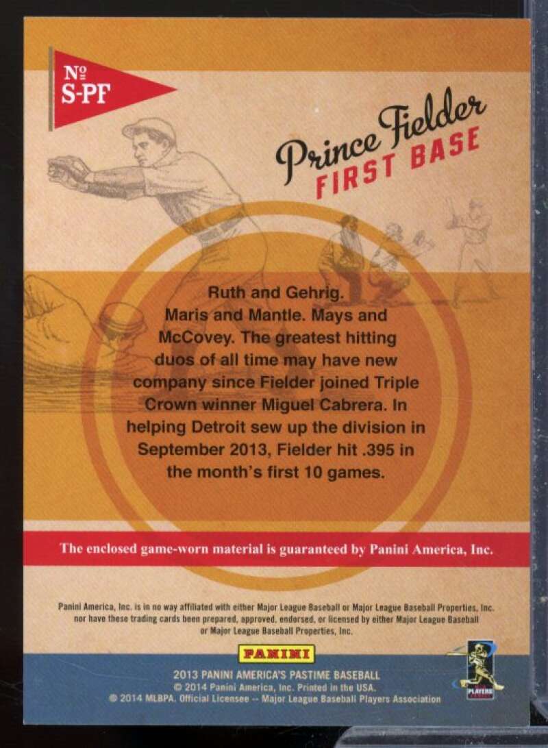 Prince Fielder Card 2013 Panini America's Pastime Silhouettes Memorabilia #5  Image 2