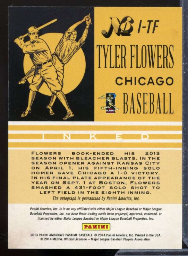 Tyler Flowers Card 2013 Panini America's Pastime Inked Gold #23  Image 2