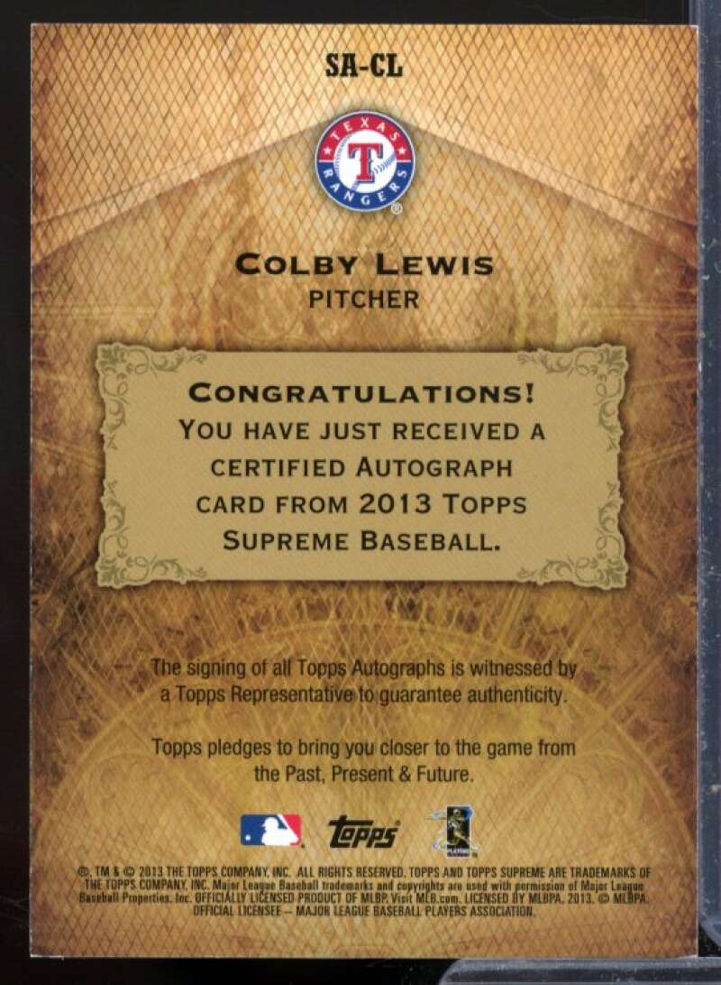 Colby Lewis Card 2013 Topps Supreme Autographs #SACL  Image 2
