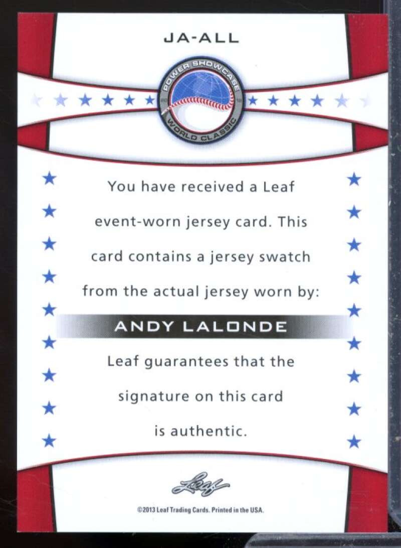 Andy LaLonde Rookie Card 2013 Leaf Power Showcase Jersey Autographs Bronze #ALL  Image 2