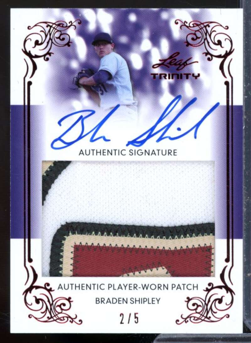 Braden Shipley Rookie Card 2013 Leaf Trinity Jumbo Patches Red #DTPBS1  Image 1