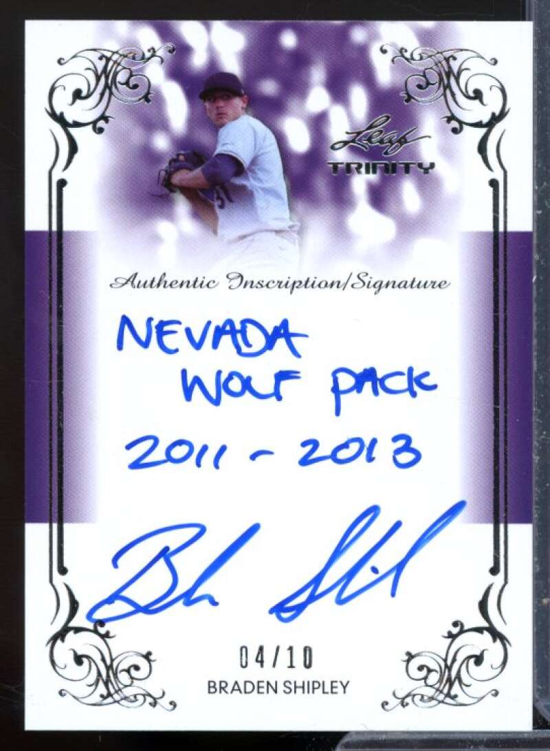 Braden Shipley Rookie Card 2013 Leaf Trinity Inscriptions Gold #DTIBS1  Image 1