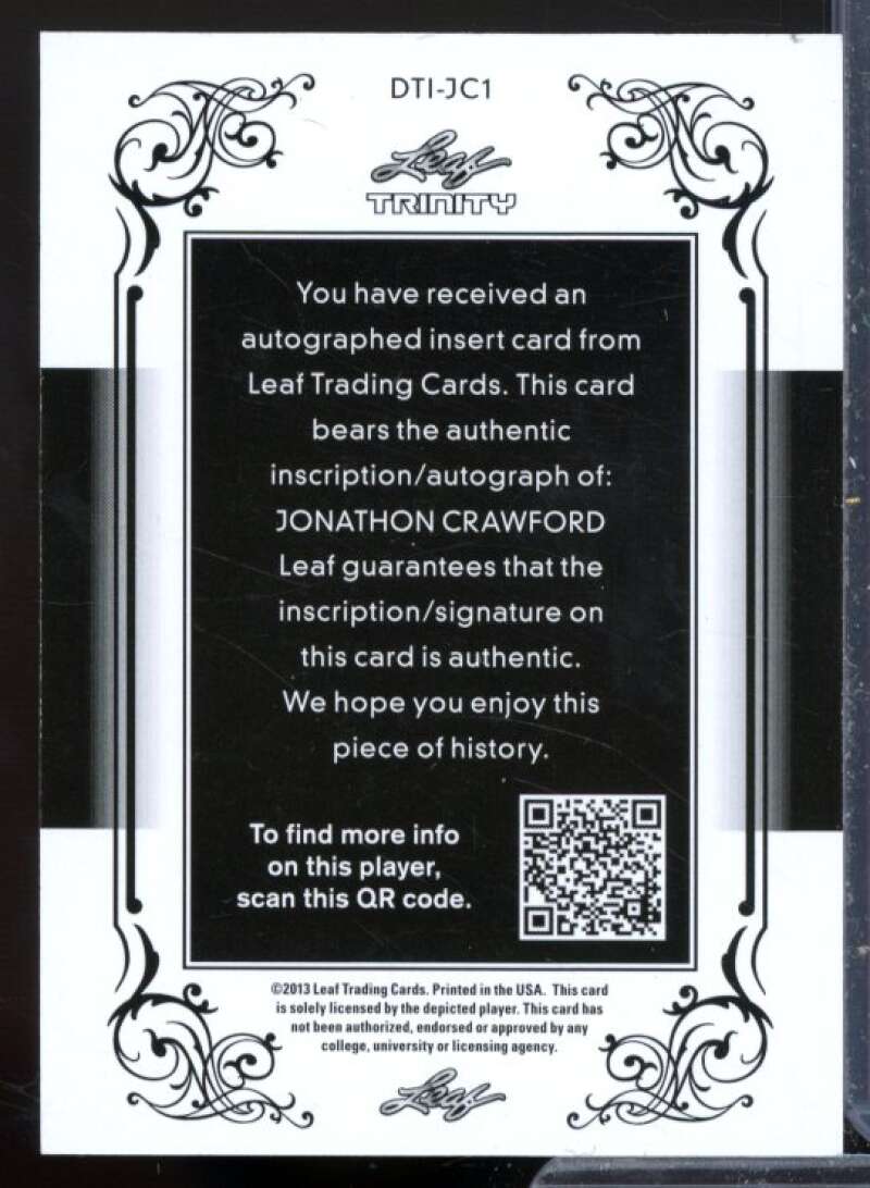 Jonathon Crawford Rookie Card 2013 Leaf Trinity Inscriptions Red #DTIJC1  Image 2