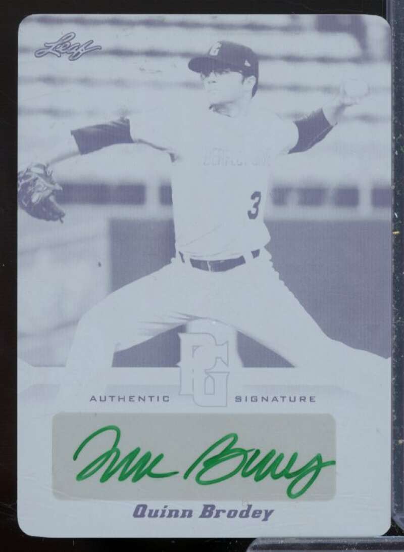 Quinn Brodey Rookie 2013 Leaf Perfect Game Autograph Printing Plates Black #QB1  Image 1