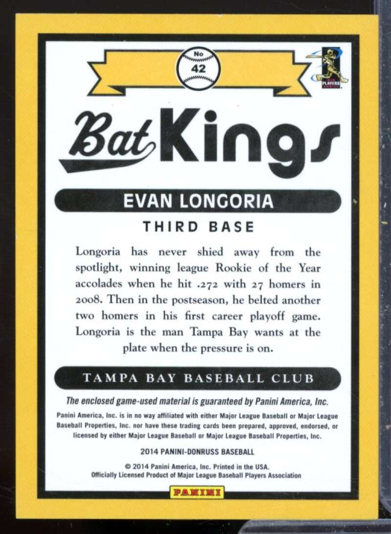 Evan Longoria Card 2014 Donruss Bat Kings #42  Image 2