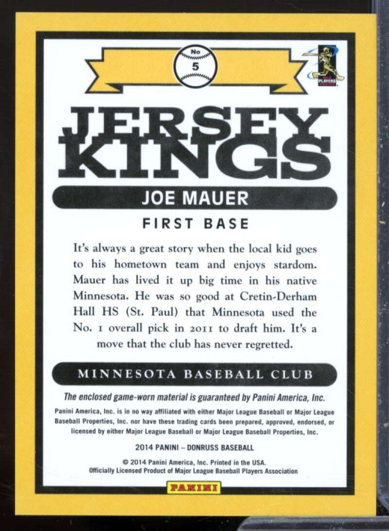 Joe Mauer Card 2014 Donruss Jersey Kings #5  Image 2