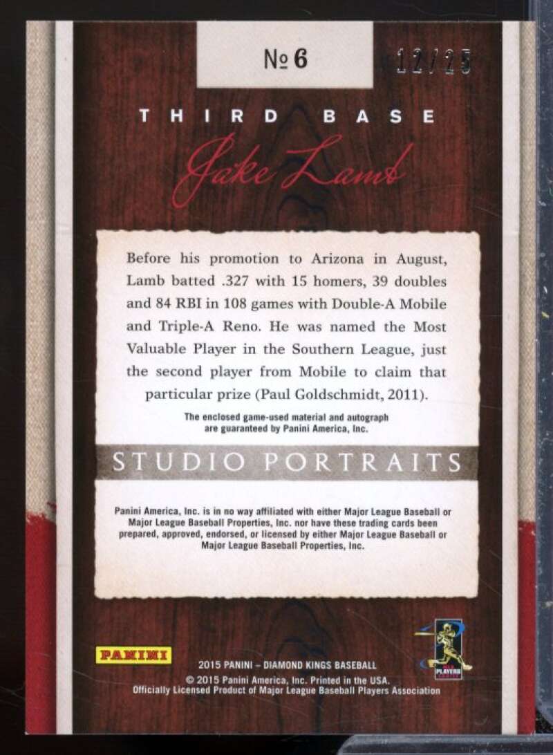 Jake Lamb 2015 Diamond Kings Studio Portraits Signature Material Framed Blue #6  Image 2
