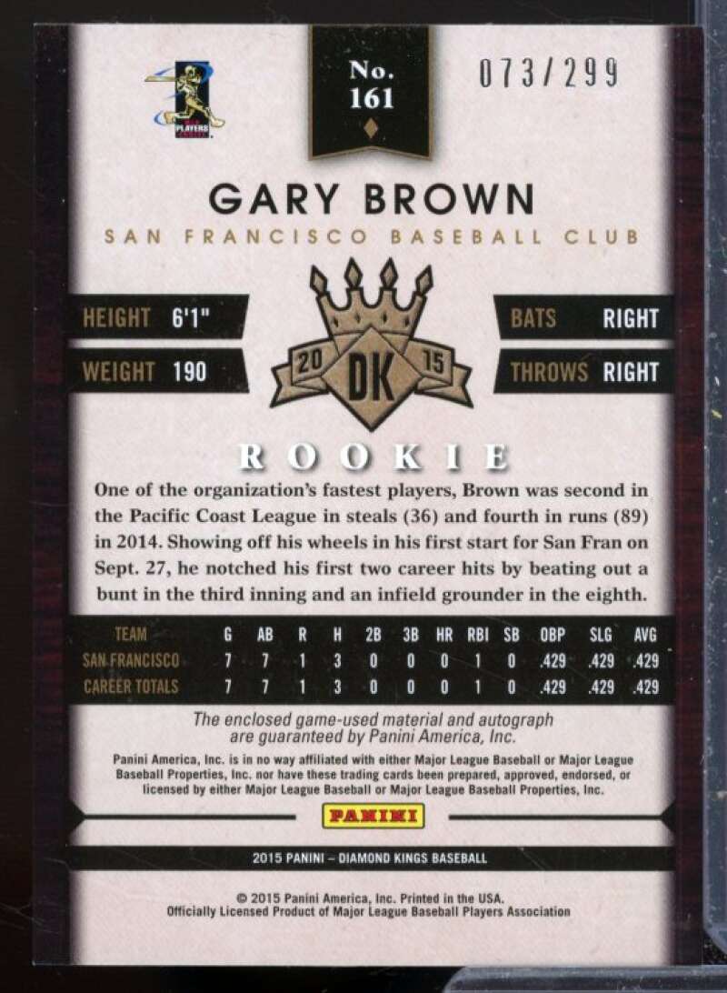 Gary Brown Rookie 2015 Diamond Kings Rookie Signature Materials Silver #161  Image 2