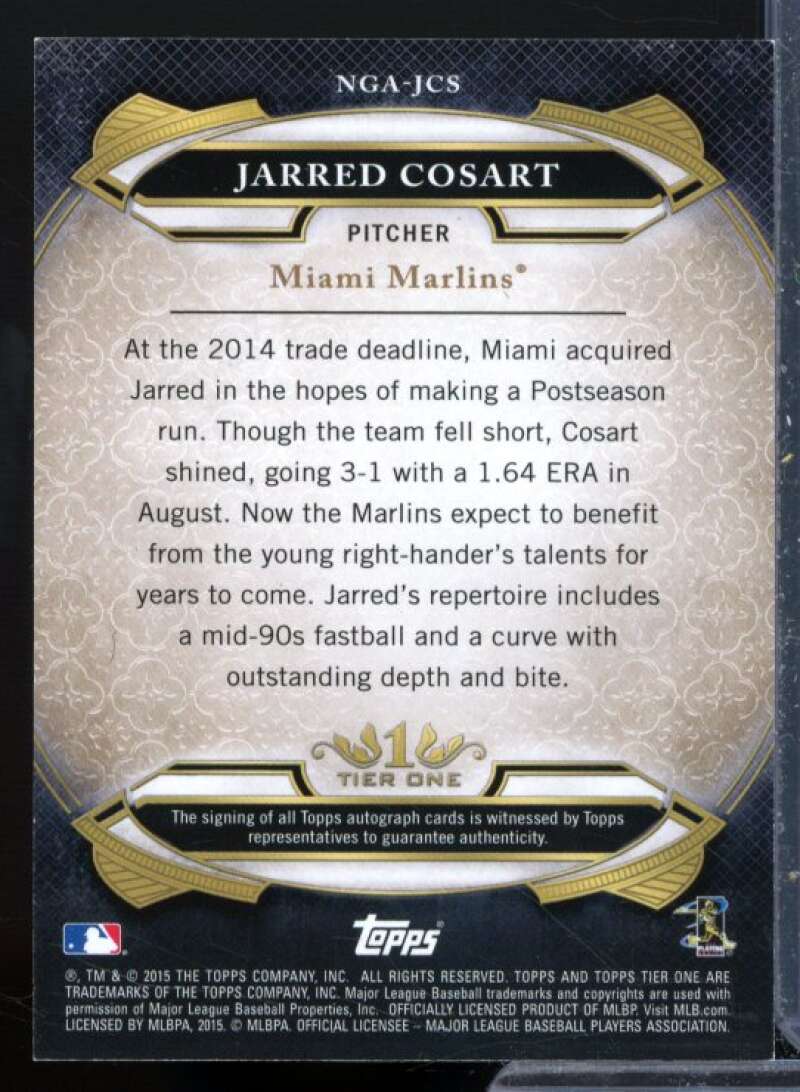 Jarred Cosart Card 2015 Topps Tier One New Guard Autographs Silver Ink #NGAJCS  Image 2